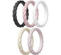 ThunderFit Silicone Rings Wedding Bands for Her, Braided Engagement Rings, 2.7mm, 1.8mm, Breathable Rubber Engagement Bands, Variety Multipack 4/5/7/8/10, 5.5 - 6 (16.50 mm), Silicone, No Gemstone