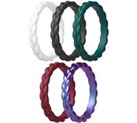 ThunderFit Silicone Rings Wedding Bands for Her, Braided Engagement Rings, 2.7mm, 1.8mm, Breathable Rubber Engagement Bands, Variety Multipack 4/5/7/8/10, 4.5 - 5 (15.70 mm), Silicone, No Gemstone