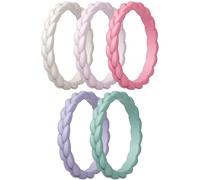 ThunderFit Silicone Rings Wedding Bands for Her, Braided Engagement Rings, 2.7mm, 1.8mm, Breathable Rubber Engagement Bands, Variety Multipack 4/5/7/8/10, 5.5 - 6 (16.50 mm), Silicone, No Gemstone