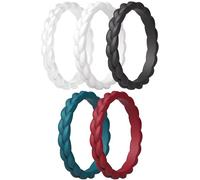 ThunderFit Silicone Rings Wedding Bands for Her, Braided Engagement Rings, 2.7mm, 1.8mm, Breathable Rubber Engagement Bands, Variety Multipack 4/5/7/8/10, 5.5 - 6 (16.50 mm), Silicone, No Gemstone