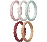 ThunderFit Silicone Rings Wedding Bands for Her, Braided Engagement Rings, 2.7mm, 1.8mm, Breathable Rubber Engagement Bands, Variety Multipack 4/5/7/8/10, 6.5 - 7 (17.35 mm), Silicone, No Gemstone