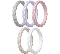 ThunderFit Silicone Rings Wedding Bands for Her, Braided Engagement Rings, 2.7mm, 1.8mm, Breathable Rubber Engagement Bands, Variety Multipack 4/5/7/8/10, 5.5 - 6 (16.50 mm), Silicone, No Gemstone