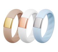 ThunderFit Silicone Rings Wedding Bands for Him and Her, Unisex Engagement Rings, 5mm Width, Rubber Engagement Bands with Classic Metal Accent, Variety Multipack 1/2/3