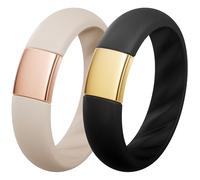 ThunderFit Silicone Rings Wedding Bands for Him and Her, Unisex Engagement Rings, 5mm Width, Rubber Engagement Bands with Classic Metal Accent, Variety Multipack 1/2/3