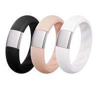 ThunderFit Silicone Rings Wedding Bands for Him and Her, Unisex Engagement Rings, 5mm Width, Rubber Engagement Bands with Classic Metal Accent, Variety Multipack 1/2/3