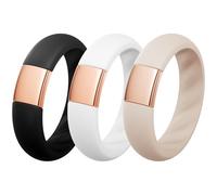 ThunderFit Silicone Rings Wedding Bands for Him and Her, Unisex Engagement Rings, 5mm Width, Rubber Engagement Bands with Classic Metal Accent, Variety Multipack 1/2/3