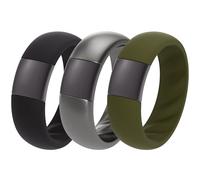 ThunderFit Silicone Rings Wedding Bands for Him and Her, Unisex Engagement Rings, 7mm Width, Rubber Engagement Bands with Classic Metal Accent, Variety Multipack 1/2/3