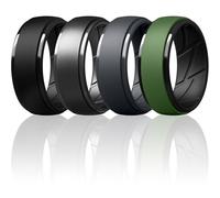 ThunderFit Silicone Rings Wedding Bands for Men, Dual-Layer Design, 10mm Wide, 2.5mm Thick, Breathable, Men’s Rubber Engagement Bands, Variety Multipack 4-7, 5.5 - 6 (16.50mm), Silicone, No Gemstone