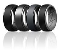 ThunderFit Silicone Rings Wedding Bands for Men, Dual-Layer Design, 10mm Wide, 2.5mm Thick, Breathable, Men’s Rubber Engagement Bands, Variety Multipack 4-7, 5.5 - 6 (16.50mm), Silicone, No Gemstone