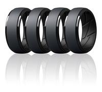 ThunderFit Silicone Rings Wedding Bands for Men, Dual-Layer Design, 10mm Wide, 2.5mm Thick, Breathable, Men’s Rubber Engagement Bands, Variety Multipack 4-7, 10.5 - 11 (20.60mm), Silicone, No Gemstone