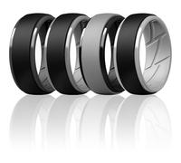 ThunderFit Silicone Rings Wedding Bands for Men, Dual-Layer Design, 10mm Wide, 2.5mm Thick, Breathable, Men’s Rubber Engagement Bands, Variety Multipack 4-7, 5.5 - 6 (16.50mm), Silicone, No Gemstone