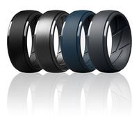 ThunderFit Silicone Rings Wedding Bands for Men, Dual-Layer Design, 10mm Wide, 2.5mm Thick, Breathable, Men’s Rubber Engagement Bands, Variety Multipack 4-7, 9.5 - 10 (19.80mm), Silicone, No Gemstone