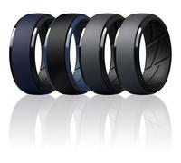 ThunderFit Silicone Rings Wedding Bands for Men, Dual-Layer Design, 10mm Wide, 2.5mm Thick, Breathable, Men’s Rubber Engagement Bands, Variety Multipack 4-7, 8.5 - 9 (18.90mm), Silicone, No Gemstone