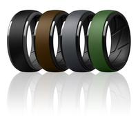 ThunderFit Silicone Rings Wedding Bands for Men, Dual-Layer Design, 10mm Wide, 2.5mm Thick, Breathable, Men’s Rubber Engagement Bands, Variety Multipack 4-7, 10.5 - 11 (20.60mm), Silicone, No Gemstone