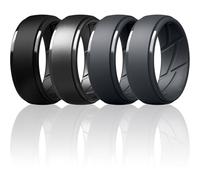 ThunderFit Silicone Rings Wedding Bands for Men, Dual-Layer Design, 10mm Wide, 2.5mm Thick, Breathable, Men’s Rubber Engagement Bands, Variety Multipack 4-7, 5.5 - 6 (16.50mm), Silicone, No Gemstone