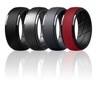 ThunderFit Silicone Rings Wedding Bands for Men, Dual-Layer Design, 10mm Wide, 2.5mm Thick, Breathable, Men’s Rubber Engagement Bands, Variety Multipack 4-7, 9.5 - 10 (19.80mm), Silicone, No Gemstone