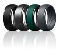 ThunderFit Silicone Rings Wedding Bands for Men, Dual-Layer Design, 10mm Wide, 2.5mm Thick, Breathable, Men’s Rubber Engagement Bands, Variety Multipack 4-7, 7.5 - 8 (18.20mm), Silicone, No Gemstone