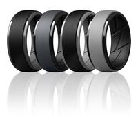 ThunderFit Silicone Rings Wedding Bands for Men, Dual-Layer Design, 10mm Wide, 2.5mm Thick, Breathable, Men’s Rubber Engagement Bands, Variety Multipack 4-7, 9.5 - 10 (19.80mm), Silicone, No Gemstone