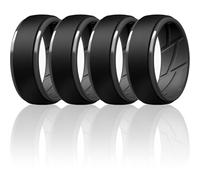 ThunderFit Silicone Rings Wedding Bands for Men, Dual-Layer Design, 10mm Wide, 2.5mm Thick, Breathable, Men’s Rubber Engagement Bands, Variety Multipack 4-7, 14.5 - 15 (23.06mm), Silicone, No Gemstone