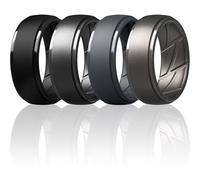 ThunderFit Silicone Rings Wedding Bands for Men, Dual-Layer Design, 10mm Wide, 2.5mm Thick, Breathable, Men’s Rubber Engagement Bands, Variety Multipack 4-7, 7.5 - 8 (18.20mm), Silicone, No Gemstone
