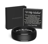 ThunderFit Silicone Rings Wedding Bands for Men, Plain and Engraved, Men’s Rubber Engagement Bands with Gift Box, 1-Pack, 9.5 - 10 (19.8mm), Silicone, No Gemstone