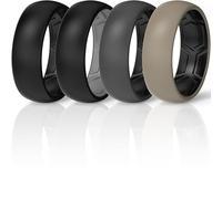 ThunderFit Silicone Rings Wedding Bands for Men & Women, Dual-Layer Comfort Design, 8mm Wide, 2mm Thick, Breathable Unisex Rubber Engagement Bands, 4-Pack