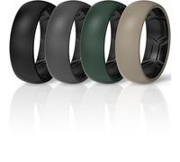 ThunderFit Silicone Rings Wedding Bands for Men & Women, Dual-Layer Comfort Design, 8mm Wide, 2mm Thick, Breathable Unisex Rubber Engagement Bands, 4-Pack