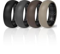 ThunderFit Silicone Rings Wedding Bands for Men & Women, Dual-Layer Comfort Design, 8mm Wide, 2mm Thick, Breathable Unisex Rubber Engagement Bands, 4-Pack