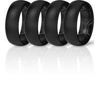 ThunderFit Silicone Rings Wedding Bands for Men & Women, Dual-Layer Comfort Design, 8mm Wide, 2mm Thick, Breathable Unisex Rubber Engagement Bands, 4-Pack