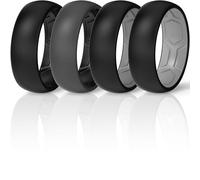 ThunderFit Silicone Rings Wedding Bands for Men & Women, Dual-Layer Comfort Design, 8mm Wide, 2mm Thick, Breathable Unisex Rubber Engagement Bands, 4-Pack