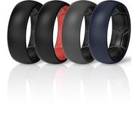 ThunderFit Silicone Rings Wedding Bands for Men & Women, Dual-Layer Comfort Design, 8mm Wide, 2mm Thick, Breathable Unisex Rubber Engagement Bands, 4-Pack