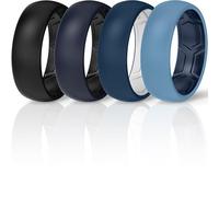 ThunderFit Silicone Rings Wedding Bands for Men & Women, Dual-Layer Comfort Design, 8mm Wide, 2mm Thick, Breathable Unisex Rubber Engagement Bands, 4-Pack