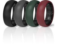 ThunderFit Silicone Rings Wedding Bands for Men & Women, Dual-Layer Comfort Design, 8mm Wide, 2mm Thick, Breathable Unisex Rubber Engagement Bands, 4-Pack