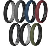 ThunderFit Silicone Rings Wedding Bands for Men & Women, Two-Tone Design, 2mm Thick, Breathable, Unisex Rubber Engagement Bands in Narrow and Broad Style, 7-Pack, 4.5 - 5 (15.70mm), Silicone, No