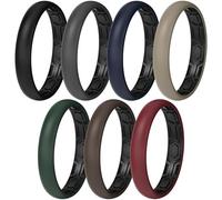 ThunderFit Silicone Rings Wedding Bands for Men & Women, Two-Tone Design, 2mm Thick, Breathable, Unisex Rubber Engagement Bands in Narrow and Broad Style, 7-Pack, 4.5 - 5 (15.70mm), Silicone, No