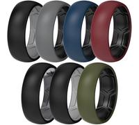 ThunderFit Silicone Rings Wedding Bands for Men & Women, Two-Tone Design, 2mm Thick, Breathable, Unisex Rubber Engagement Bands in Narrow and Broad Style, 7-Pack, 10.5 - 11 (20.6mm), Silicone, No