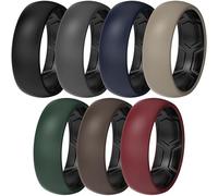 ThunderFit Silicone Rings Wedding Bands for Men & Women, Two-Tone Design, 2mm Thick, Breathable, Unisex Rubber Engagement Bands in Narrow and Broad Style, 7-Pack, 15.5 - 16(23.47mm), Silicone, No