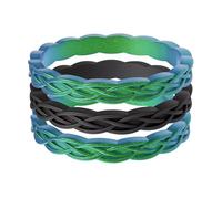ThunderFit Silicone Rings Wedding Bands for Women, 2.9mm Wide, 1.8mm Thick, Women's Rubber Engagement Bands with Celtic Knot Design, 3-Pack, 10.5 - 11 (20.60mm), Silicone, No Gemstone