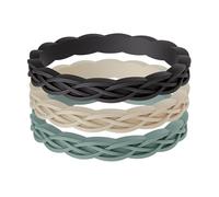 ThunderFit Silicone Rings Wedding Bands for Women, 2.9mm Wide, 1.8mm Thick, Women's Rubber Engagement Bands with Celtic Knot Design, 3-Pack, 10.5 - 11 (20.60mm), Silicone, No Gemstone