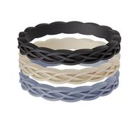 ThunderFit Silicone Rings Wedding Bands for Women, 2.9mm Wide, 1.8mm Thick, Women's Rubber Engagement Bands with Celtic Knot Design, 3-Pack, 9.5 - 10 (19.80mm), Silicone, No Gemstone