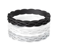 ThunderFit Silicone Rings Wedding Bands for Women, 2.9mm Wide, 1.8mm Thick, Women's Rubber Engagement Bands with Celtic Knot Design, 3-Pack, 5.5 - 6 (16.50mm), Silicone, No Gemstone