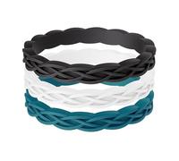 ThunderFit Silicone Rings Wedding Bands for Women, 2.9mm Wide, 1.8mm Thick, Women's Rubber Engagement Bands with Celtic Knot Design, 3-Pack, 10.5 - 11 (20.60mm), Silicone, No Gemstone