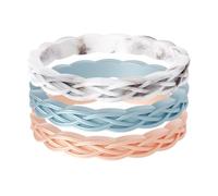 ThunderFit Silicone Rings Wedding Bands for Women, 2.9mm Wide, 1.8mm Thick, Women's Rubber Engagement Bands with Celtic Knot Design, 3-Pack, 7.5 - 8 (18.20mm), Silicone, No Gemstone
