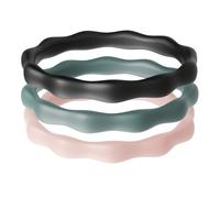 ThunderFit Silicone Rings Wedding Bands for Women, 3mm Wide, 2.4mm Thick, Women's Self-Stacking Rings, Rubber Engagement Bands, 1/3 Variety Multipack, 6.5 - 7 (17.35mm), Silicone, No Gemstone