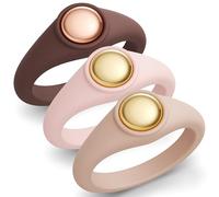 ThunderFit Silicone Rings Wedding Bands for Women, Anniversary Rings with Gold-Plated Metal Core Inlay, 8mm Wide, 5mm Thick, Women's Rubber Engagement Bands, Variety Multipack 1-3, 3.5 - 4 (14.90mm