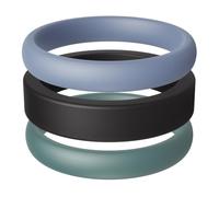 ThunderFit Silicone Rings Wedding Bands for Women, Mixed Width Stackable Bridal Rings Set 3.5-4.5mm Wide, 2mm Thick, Women's Rubber Engagement Bands, 3-Pack