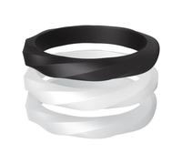 ThunderFit Silicone Rings Wedding Bands for Women, Stackable Twisted Silicone Engagement Rings 3.2mm Wide, 2mm Thick, Women's Rubber Engagement Bands, 3-Pack, 10.5 - 11 (20.60mm), Silicone, No