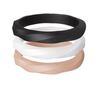 ThunderFit Silicone Rings Wedding Bands for Women, Stackable Twisted Silicone Engagement Rings 3.2mm Wide, 2mm Thick, Women's Rubber Engagement Bands, 3-Pack, 10.5 - 11 (20.60mm), Silicone, No