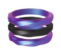 ThunderFit Silicone Rings Wedding Bands for Women, Stackable Twisted Silicone Engagement Rings 3.2mm Wide, 2mm Thick, Women's Rubber Engagement Bands, 3-Pack, 6.5 - 7 (17.35mm), Silicone, No Gemstone