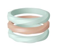 ThunderFit Silicone Rings Wedding Bands for Women, Stackable Twisted Silicone Engagement Rings 3.2mm Wide, 2mm Thick, Women's Rubber Engagement Bands, 3-Pack, 8.5 - 9 (18.90mm), Silicone, No Gemstone